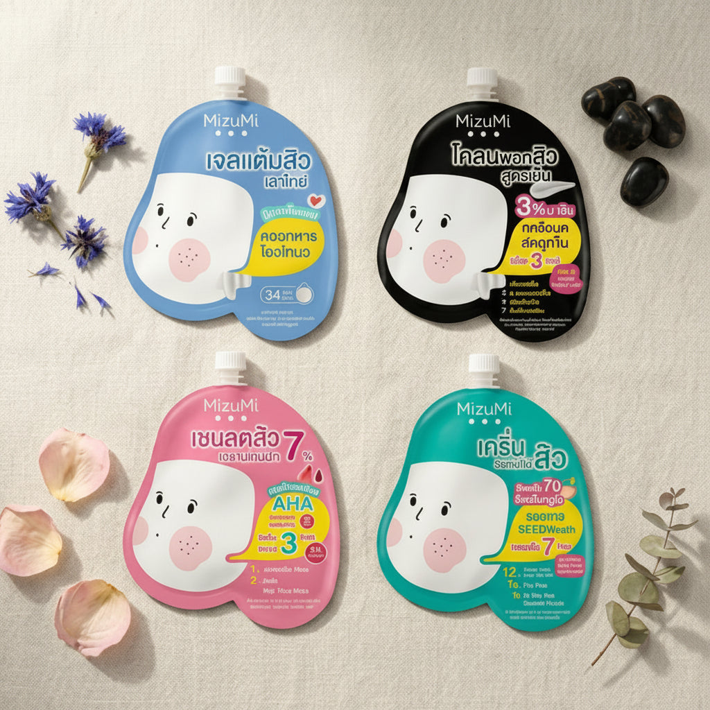 MizuMi Acne Skincare Treatment Set Oil Control Serum Gel SPF Korea