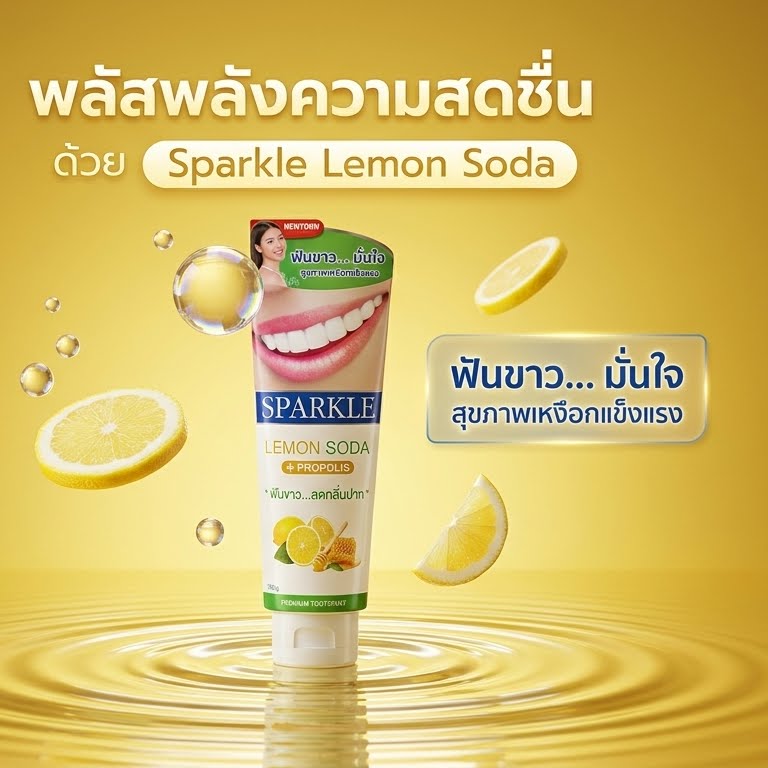 Whitening Toothpaste Lemon Soda Flavor Set 2 Pack Fresh & Gentle Care