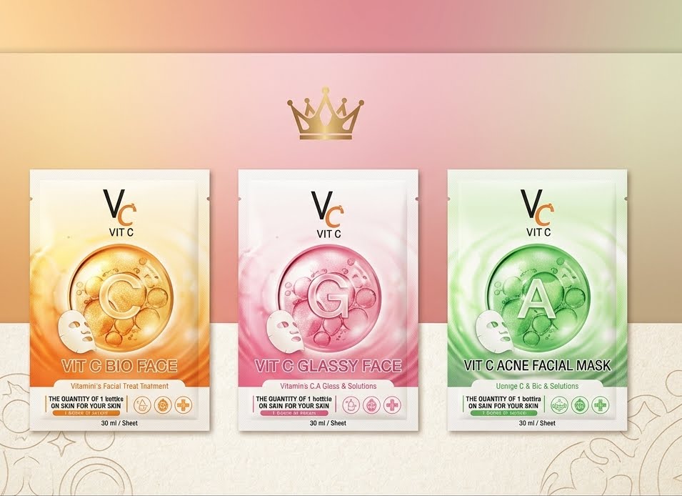 Vitamin C Sheet Face Mask Set Brightening & Hydration Care (6 Pack)