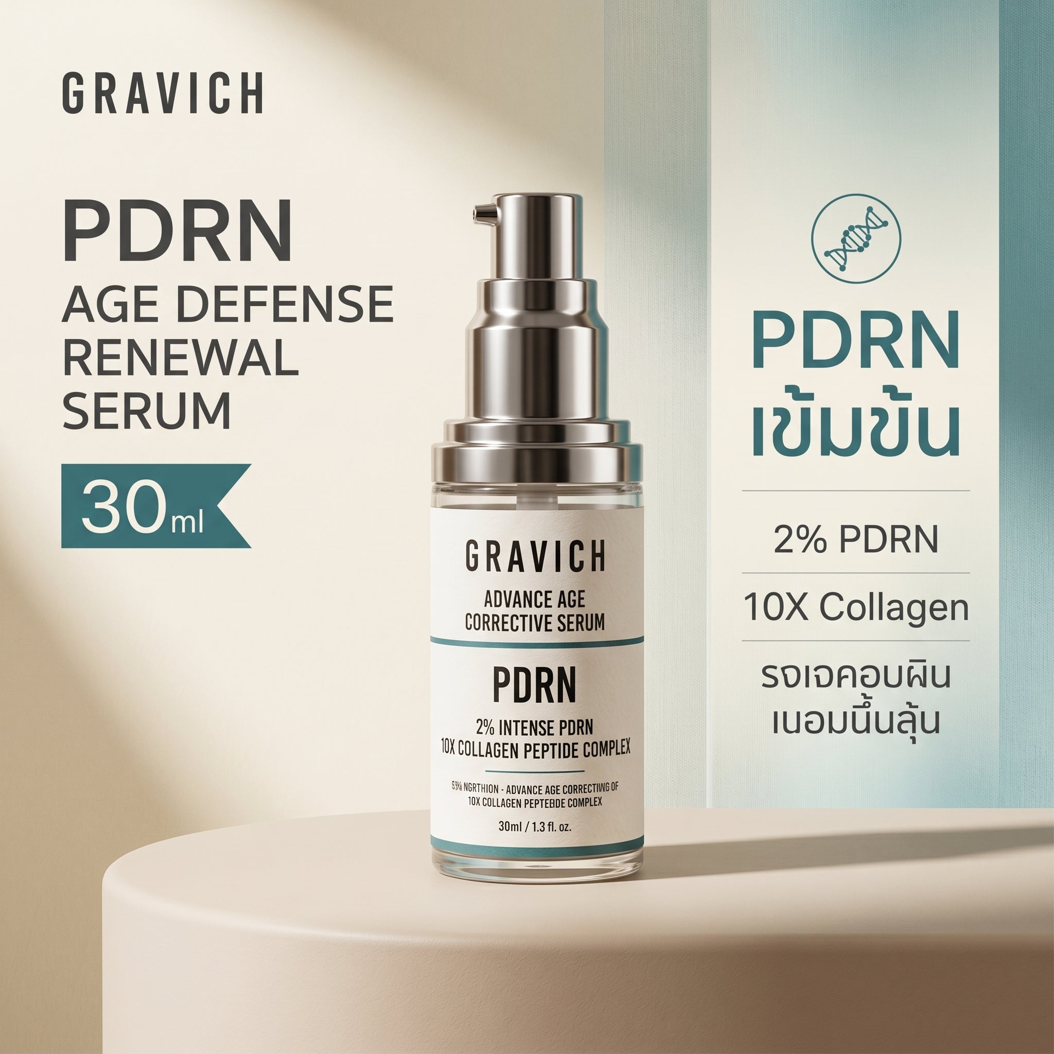 PDRN Age Defense Serum Collagen Peptides Anti Aging Glow Skin
