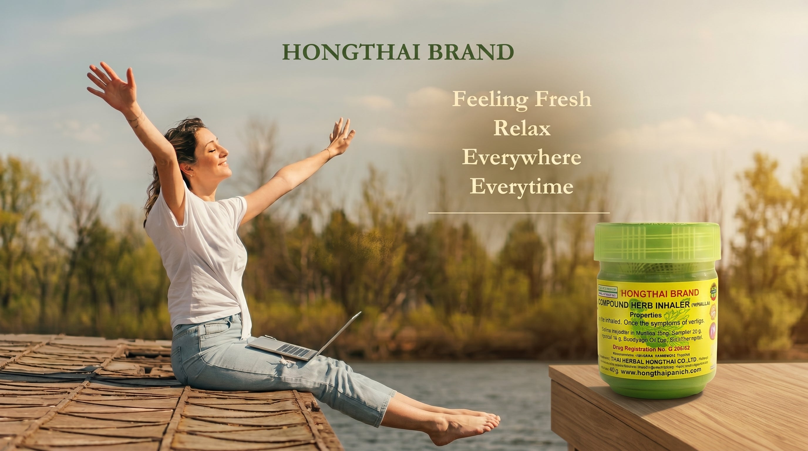 Hong Thai Breathing Gift Set Herbal Inhaler Sticks & Aroma Jars from Thailand