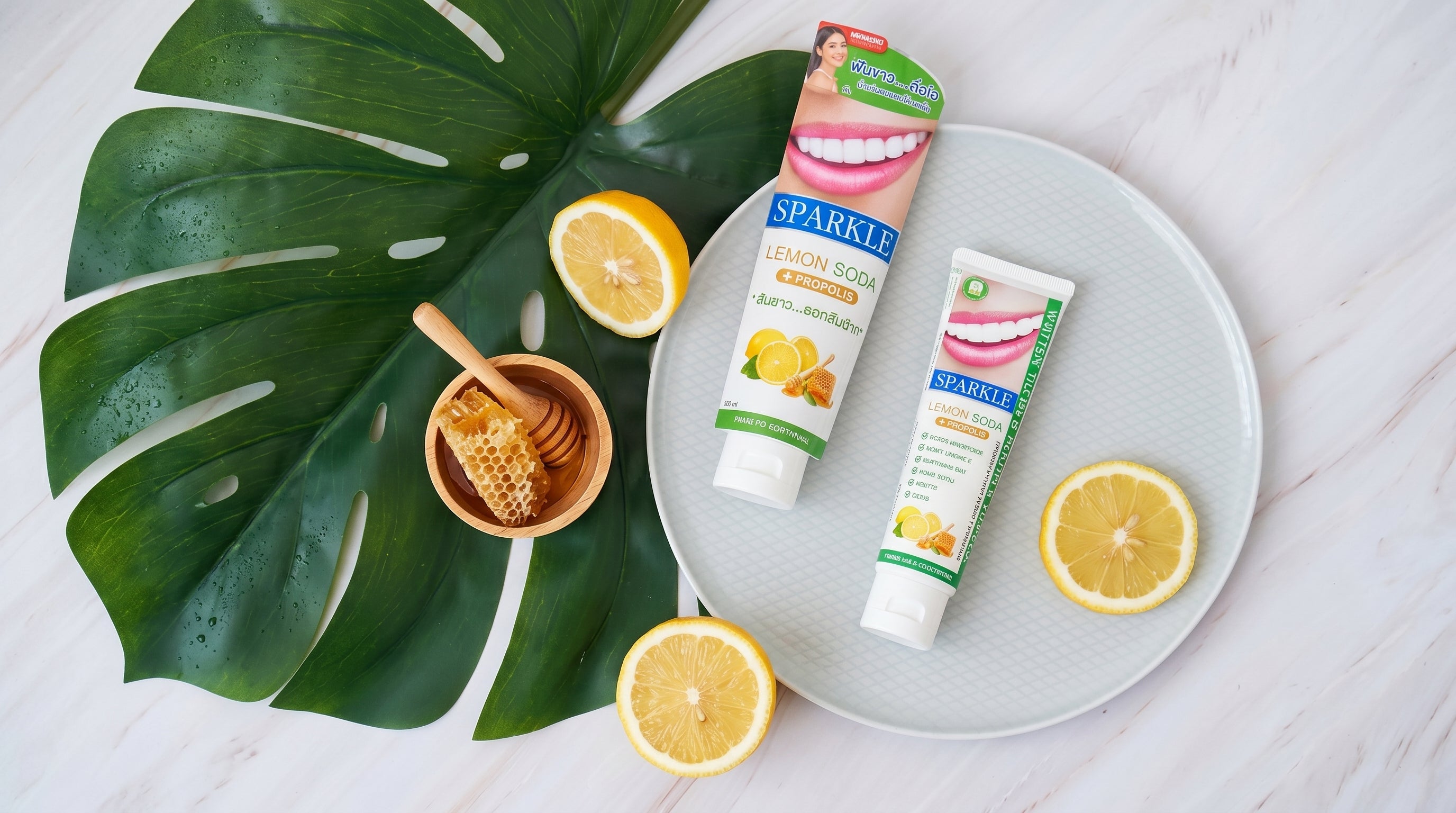 Whitening Toothpaste Lemon Soda Flavor Set 2 Pack Fresh & Gentle Care