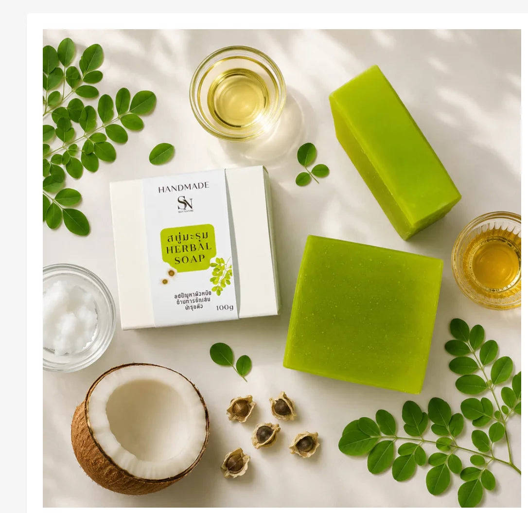 Handmade Cold Process Moringa Herbal Soap – 100g