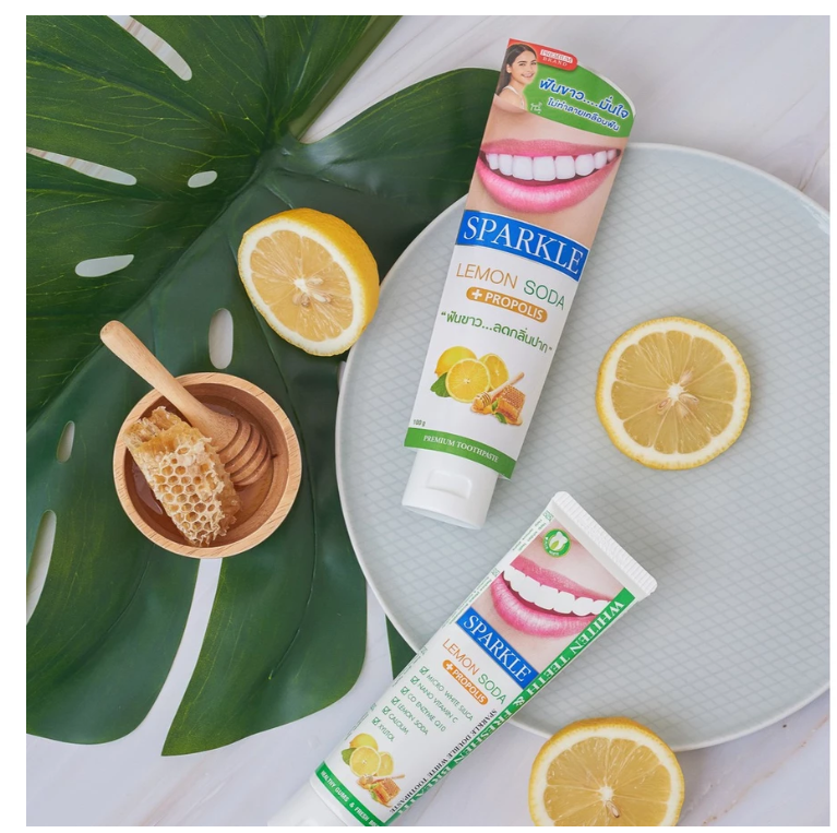 Whitening Toothpaste Lemon Soda Flavor Set 2 Pack Fresh & Gentle Care