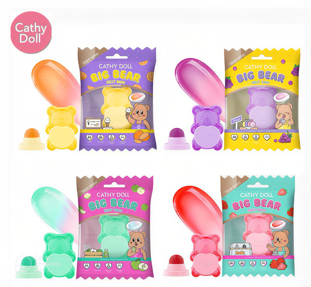 Cute Bear Jelly Lip Balm Set 4 Pack Hydrating Glossy Tint