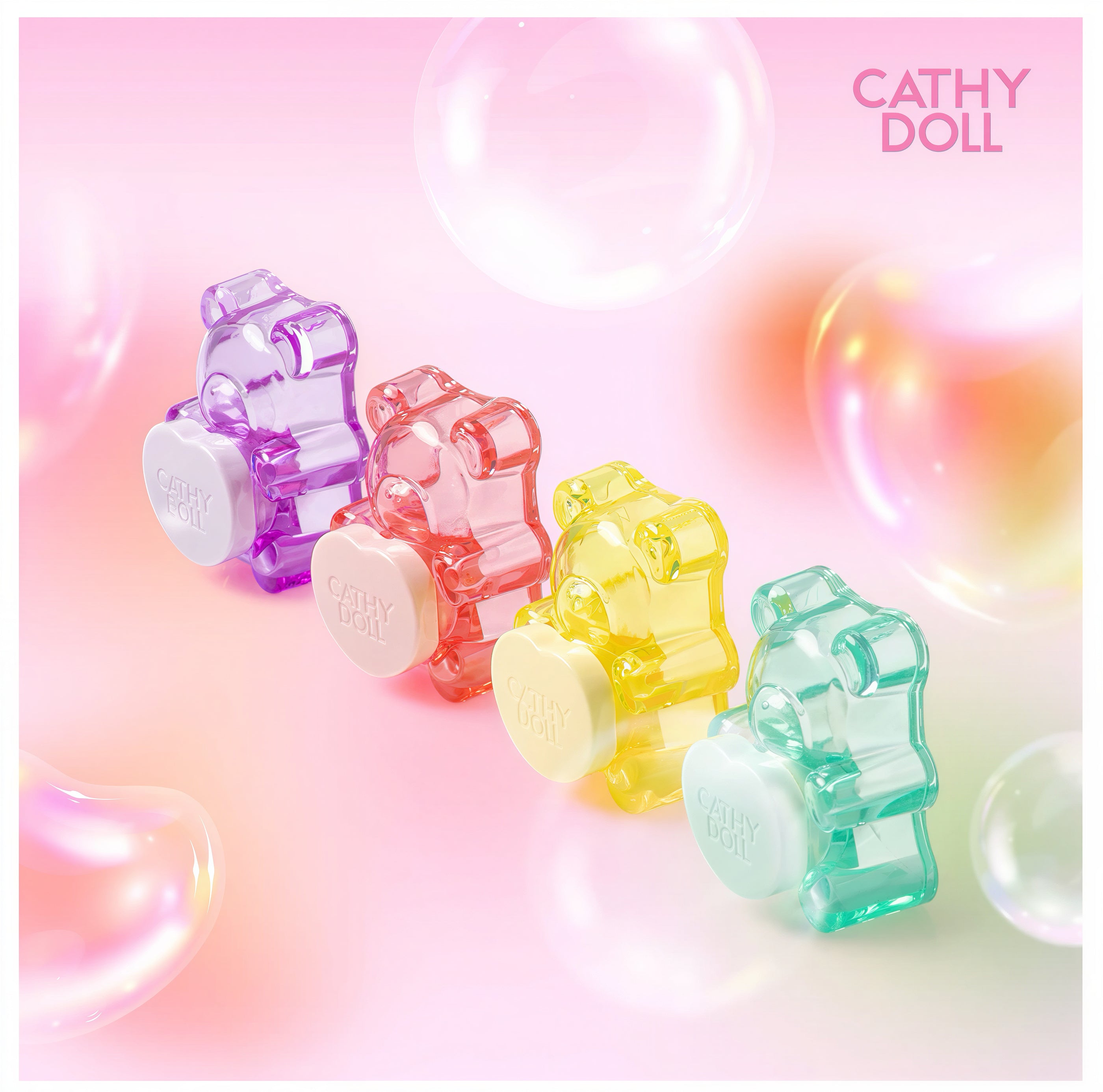Cute Bear Jelly Lip Balm Set 4 Pack Hydrating Glossy Tint
