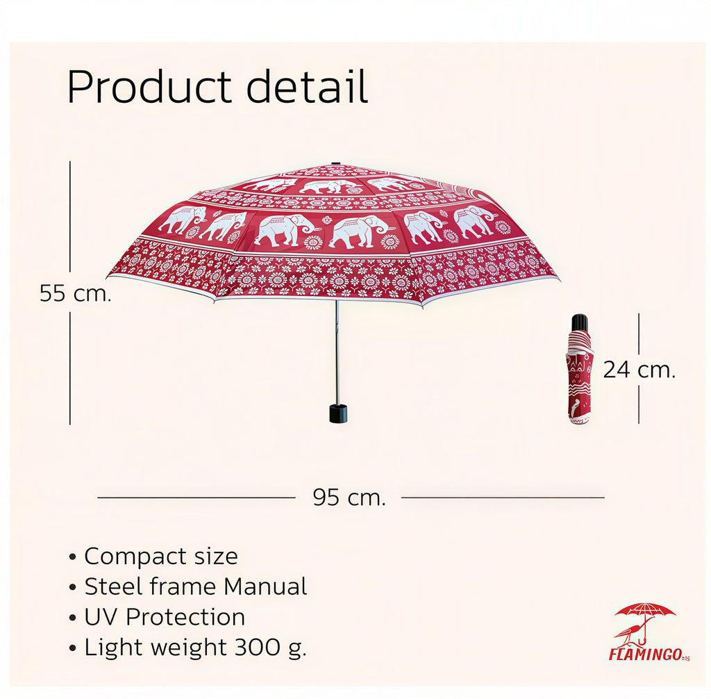 Erawa Elephant Folding Umbrella  Thai Classic Design