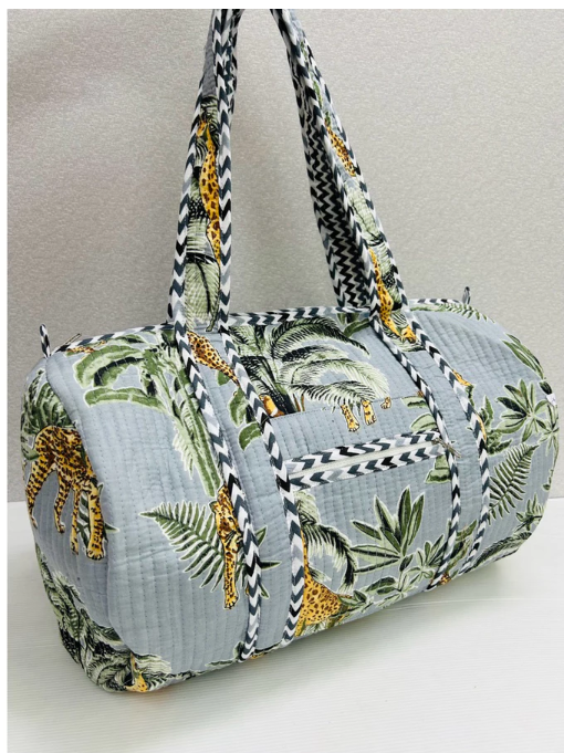 Handmade Barrel Bags Quilted Cotton Travel & Gym Bag
