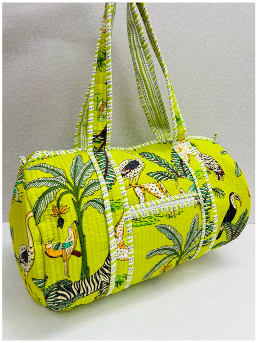 Handmade Barrel Bags Quilted Cotton Travel & Gym Bag