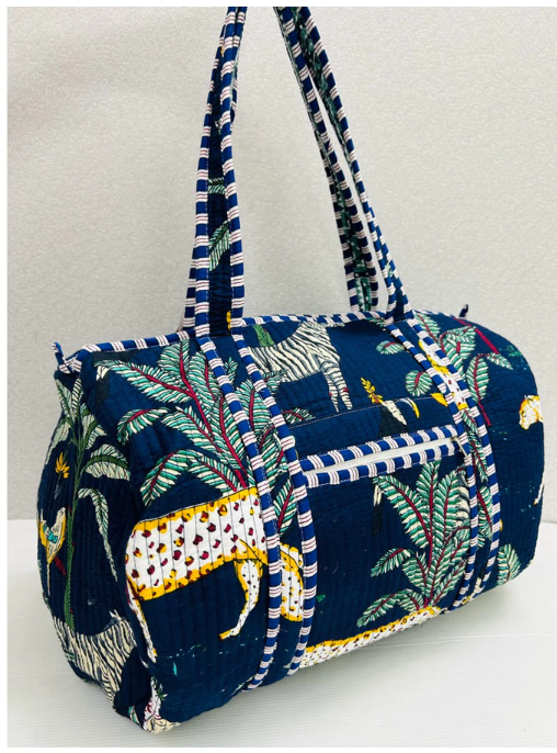 Handmade Barrel Bags Quilted Cotton Travel & Gym Bag