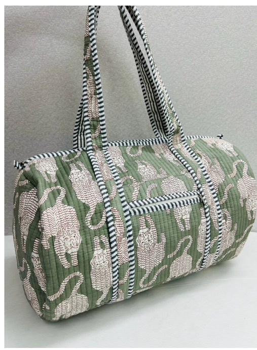 Handmade Barrel Bags Quilted Cotton Travel & Gym Bag