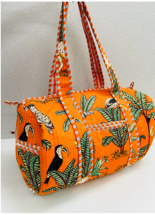 Handmade Barrel Bags Quilted Cotton Travel & Gym Bag