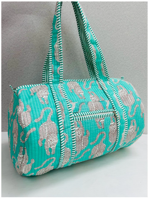 Handmade Barrel Bags Quilted Cotton Travel & Gym Bag