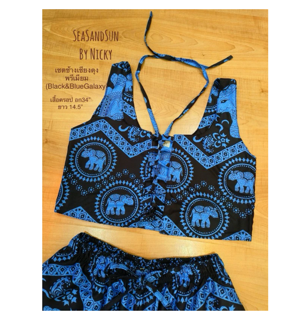 Thai Elephant Crop Top  Premium Italian Silk Double Layer