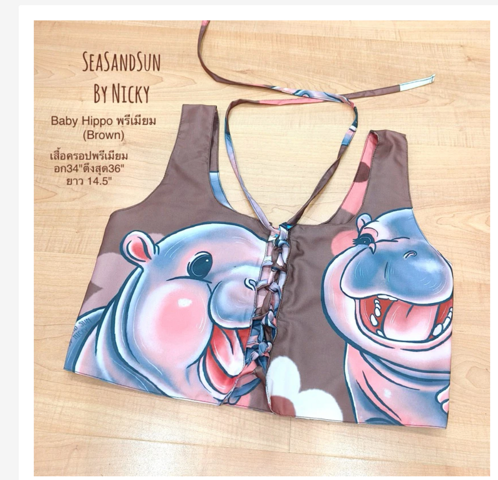 Thai Elephant Crop Top  Premium Italian Silk Double Layer