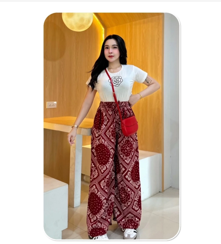 Wide Leg Boho Pants  Premium Italian Silk Comfort Fit