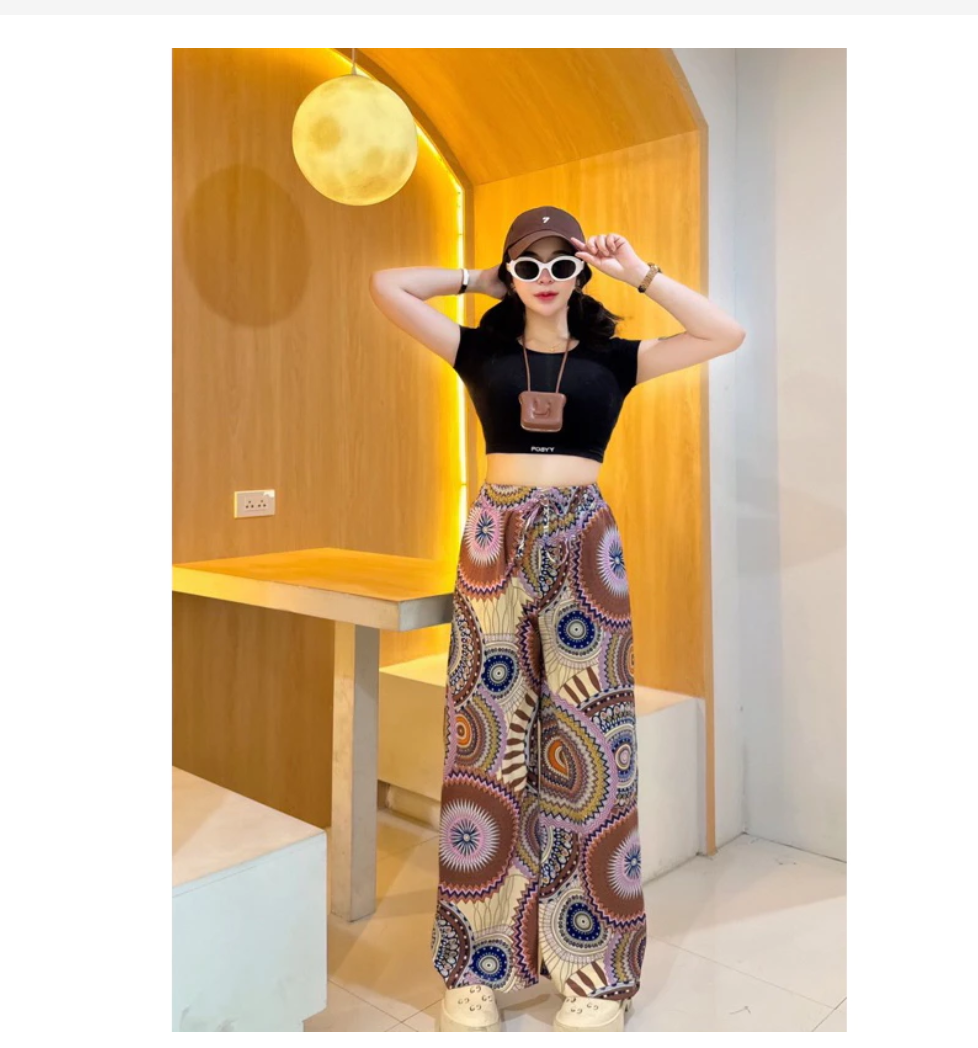 Wide Leg Boho Pants  Premium Italian Silk Comfort Fit