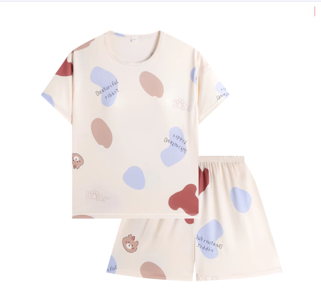 Women’s Pajama Set Soft Shorts Set with Built-In Bra