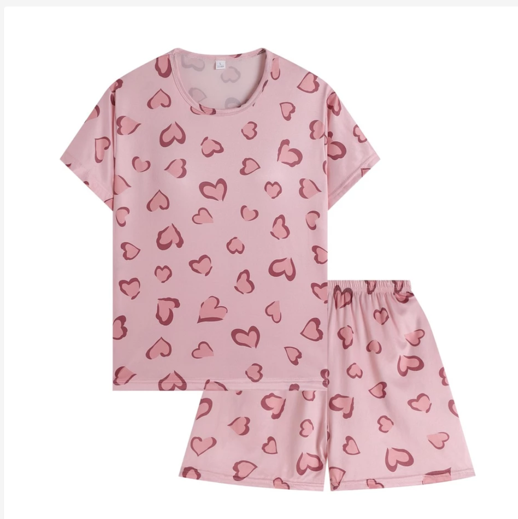 Women’s Pajama Set Soft Shorts Set with Built-In Bra