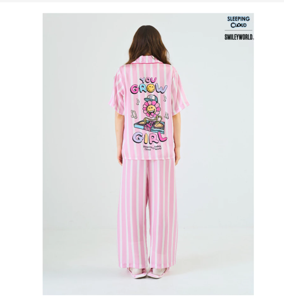 Smiley Tuesday Pajama Set  Lyocell Short Sleeve Top & Long Pants