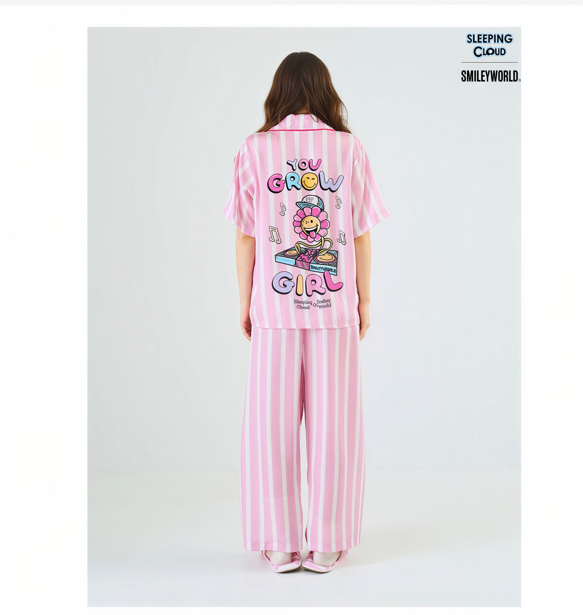 Smiley Tuesday Pajama Set  Lyocell Short Sleeve Top & Long Pants