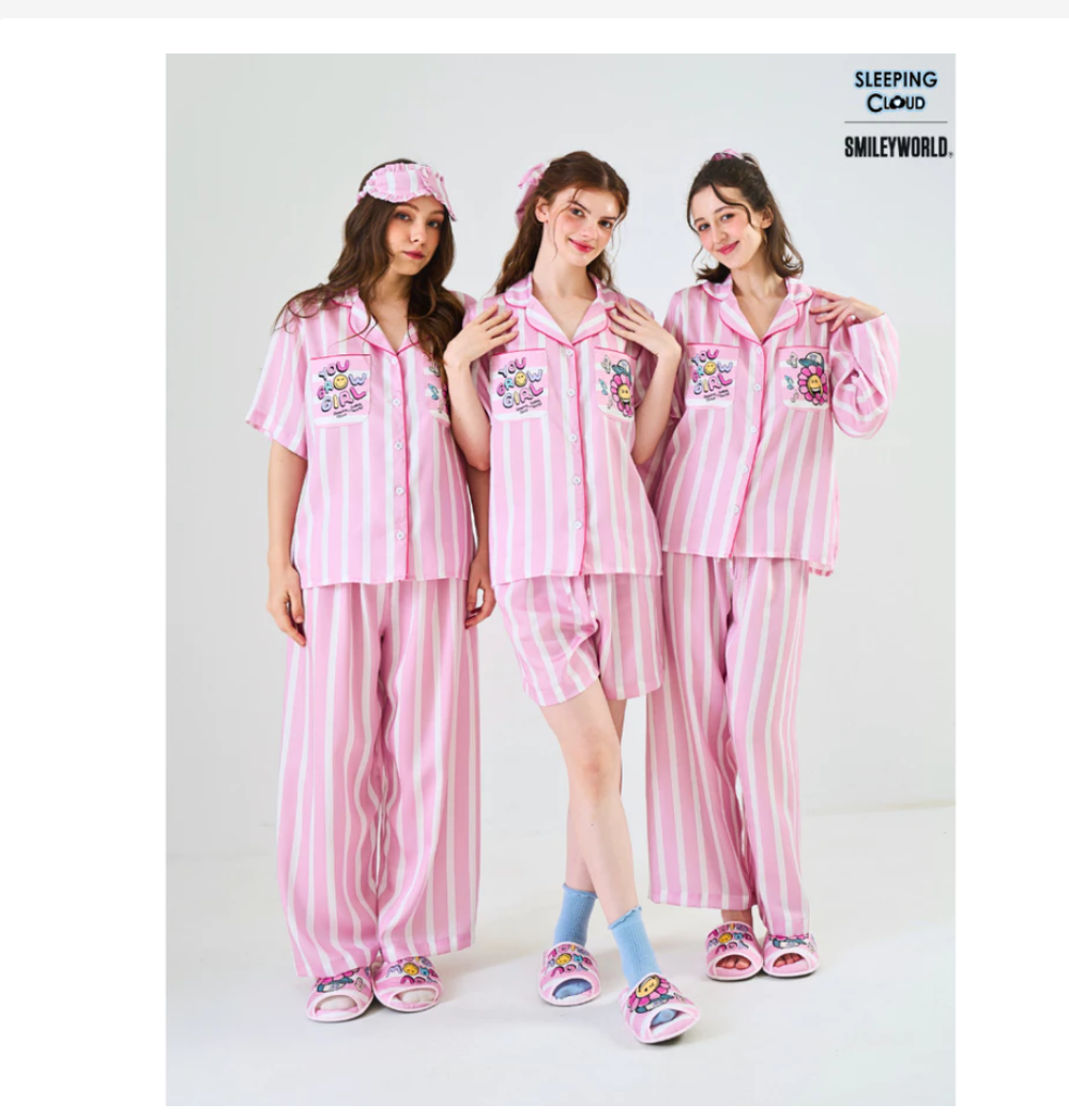 Smiley Tuesday Pajama Set  Lyocell Short Sleeve Top & Long Pants