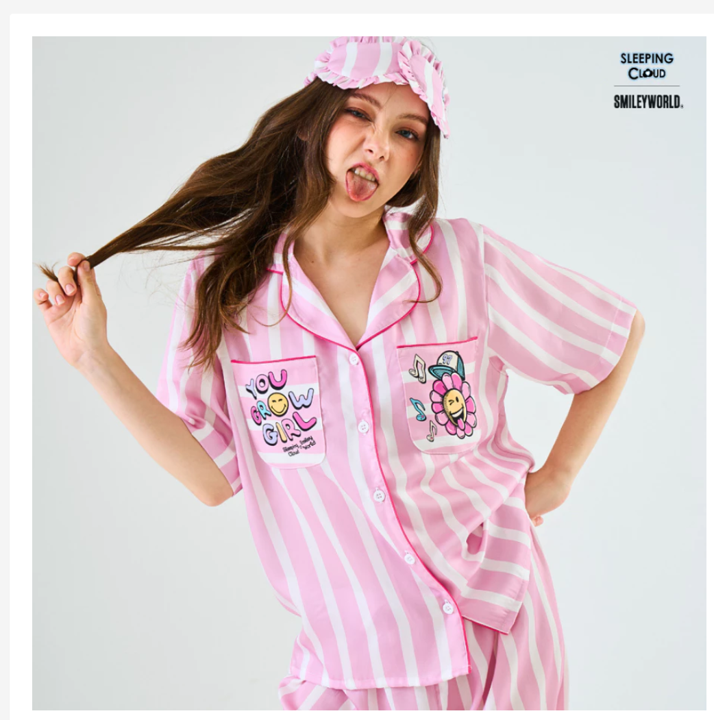 Smiley Tuesday Pajama Set  Lyocell Short Sleeve Top & Long Pants