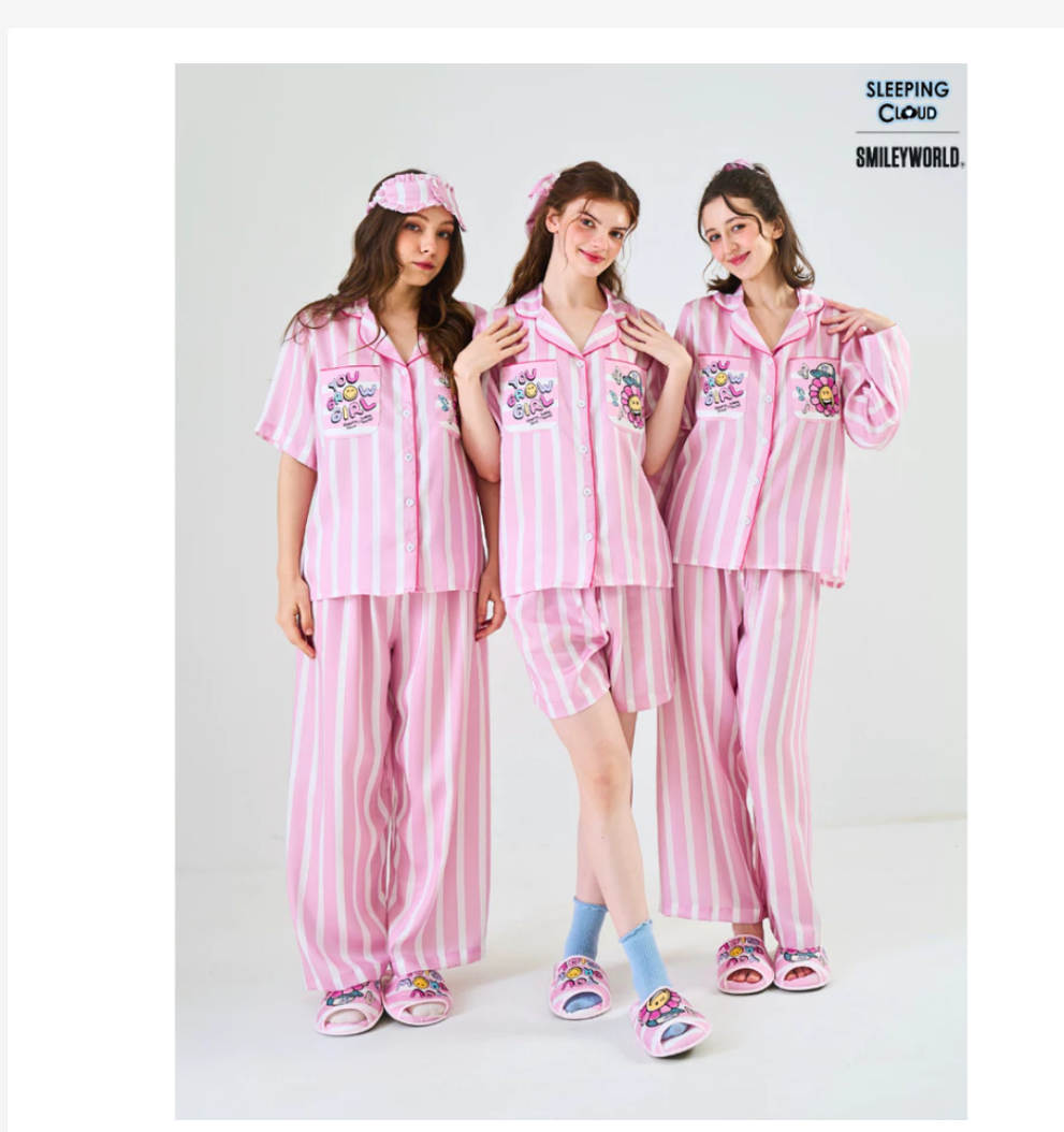 Smiley Tuesday Pajama Set  Lyocell Short Sleeve Top & Long Pants