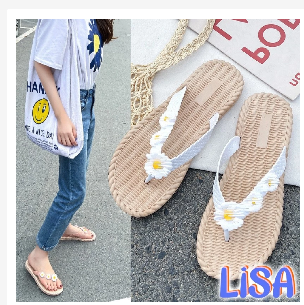 Women’s Daisy Flip Flops  Braided Sole Summer Style