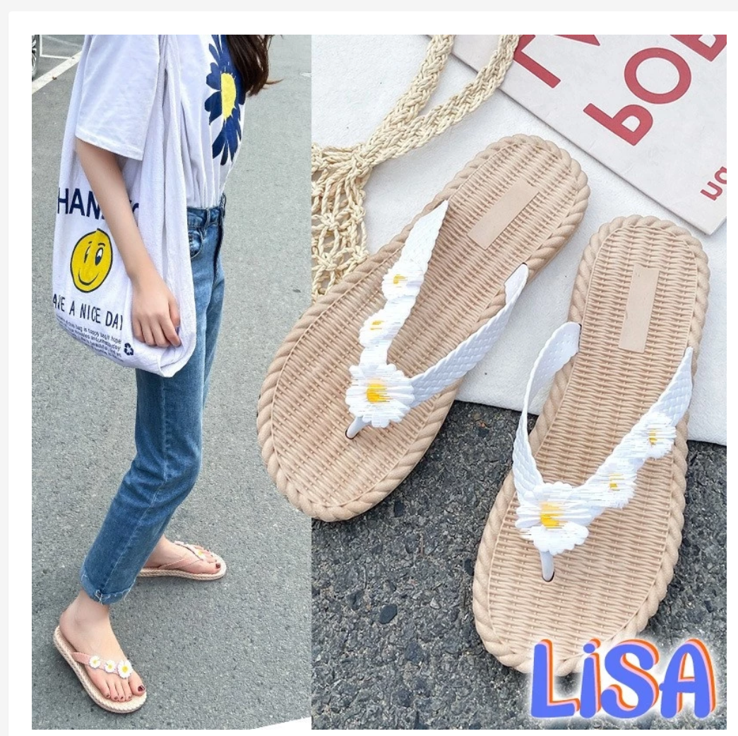 Women’s Daisy Flip Flops  Braided Sole Summer Style