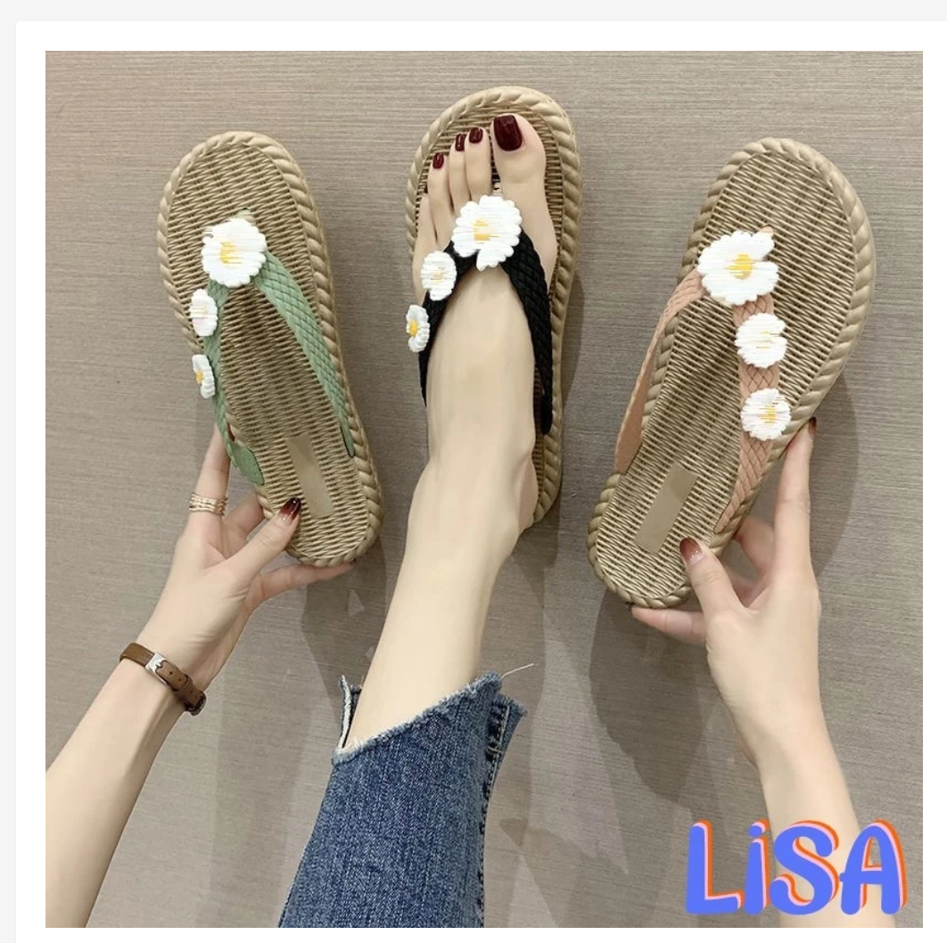 Women’s Daisy Flip Flops  Braided Sole Summer Style