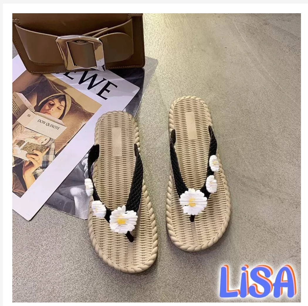 Women’s Daisy Flip Flops  Braided Sole Summer Style