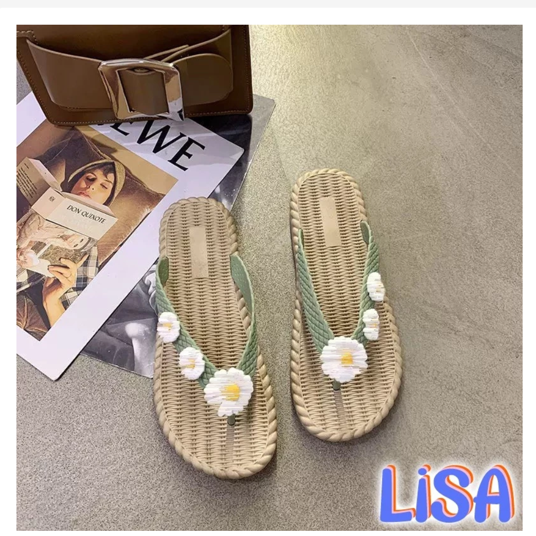 Women’s Daisy Flip Flops  Braided Sole Summer Style