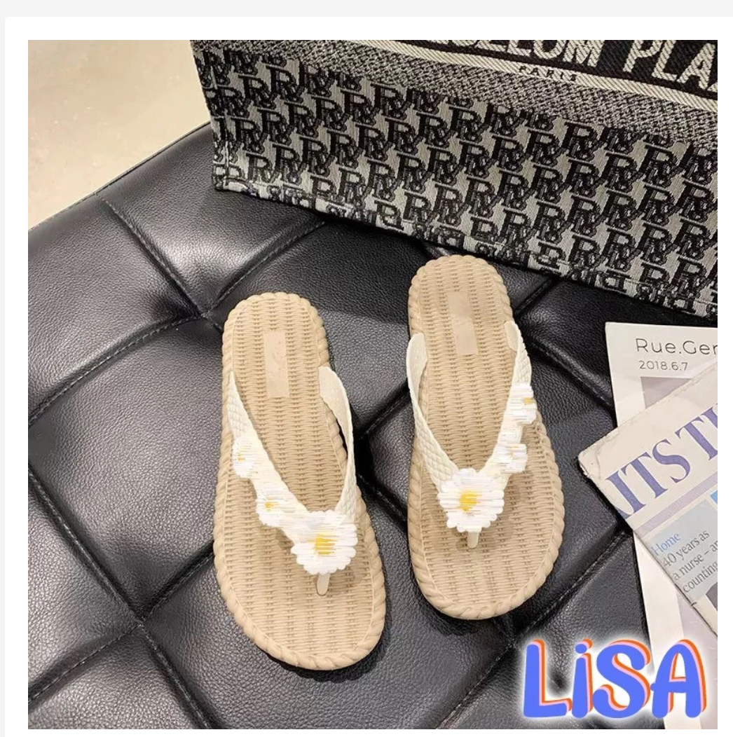 Women’s Daisy Flip Flops  Braided Sole Summer Style