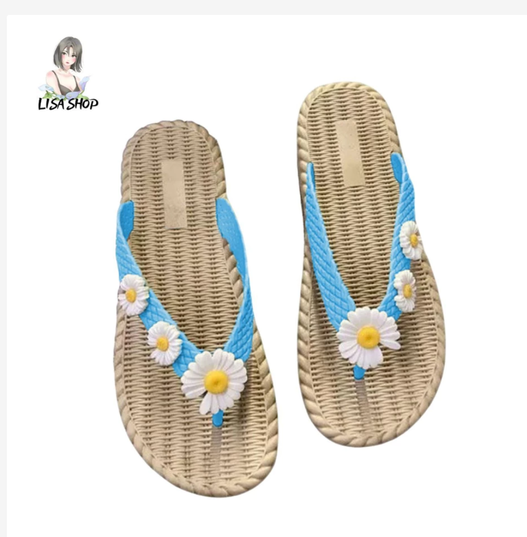 Women’s Daisy Flip Flops  Braided Sole Summer Style