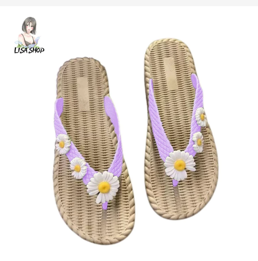 Women’s Daisy Flip Flops  Braided Sole Summer Style