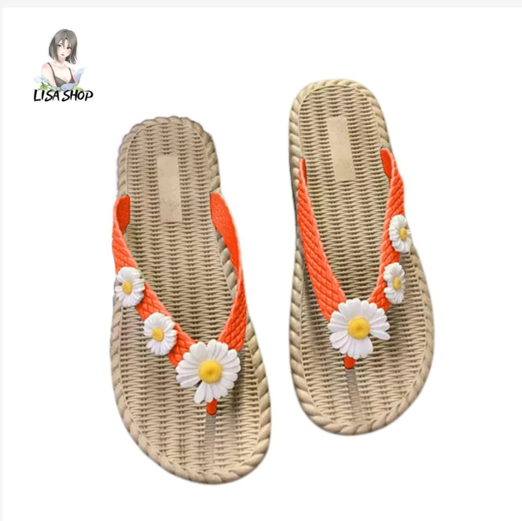 Women’s Daisy Flip Flops  Braided Sole Summer Style