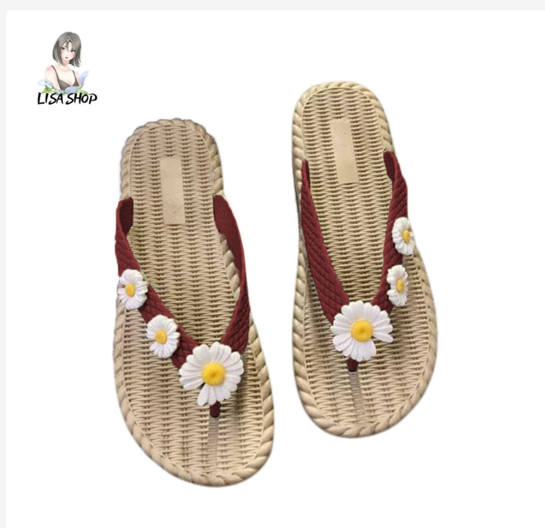 Women’s Daisy Flip Flops  Braided Sole Summer Style