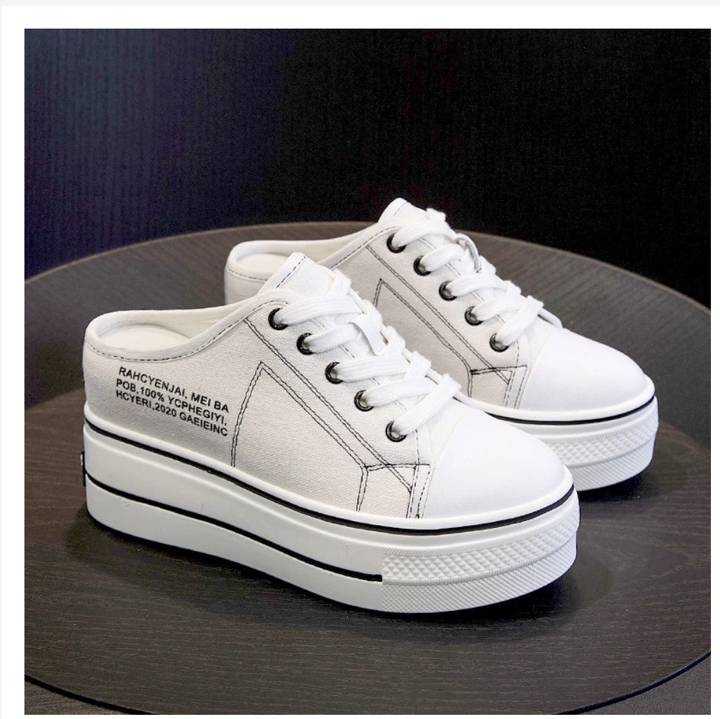 Platform Mule Sneakers  Korean Style