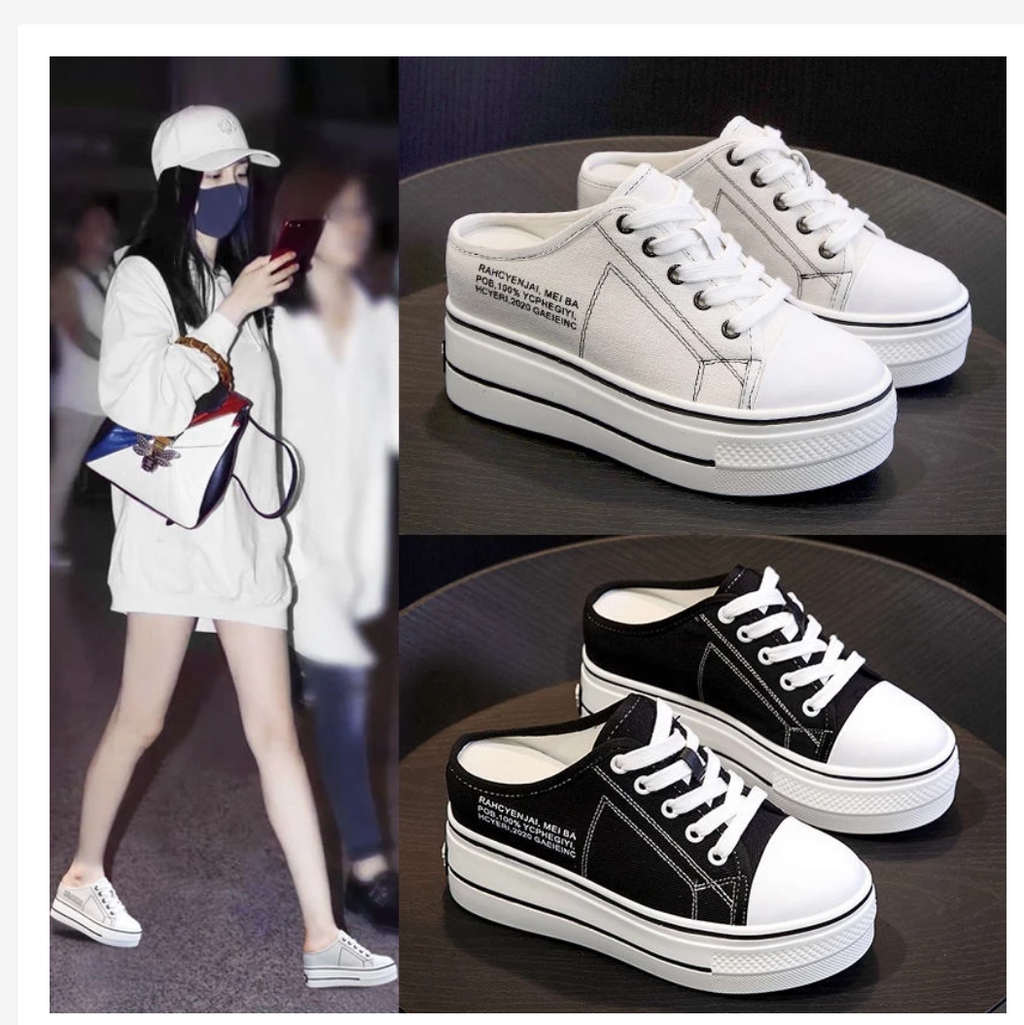 Platform Mule Sneakers  Korean Style