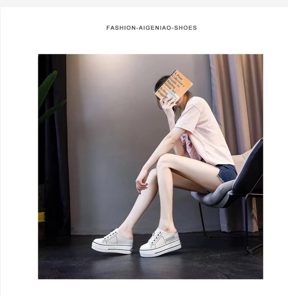 Platform Mule Sneakers  Korean Style