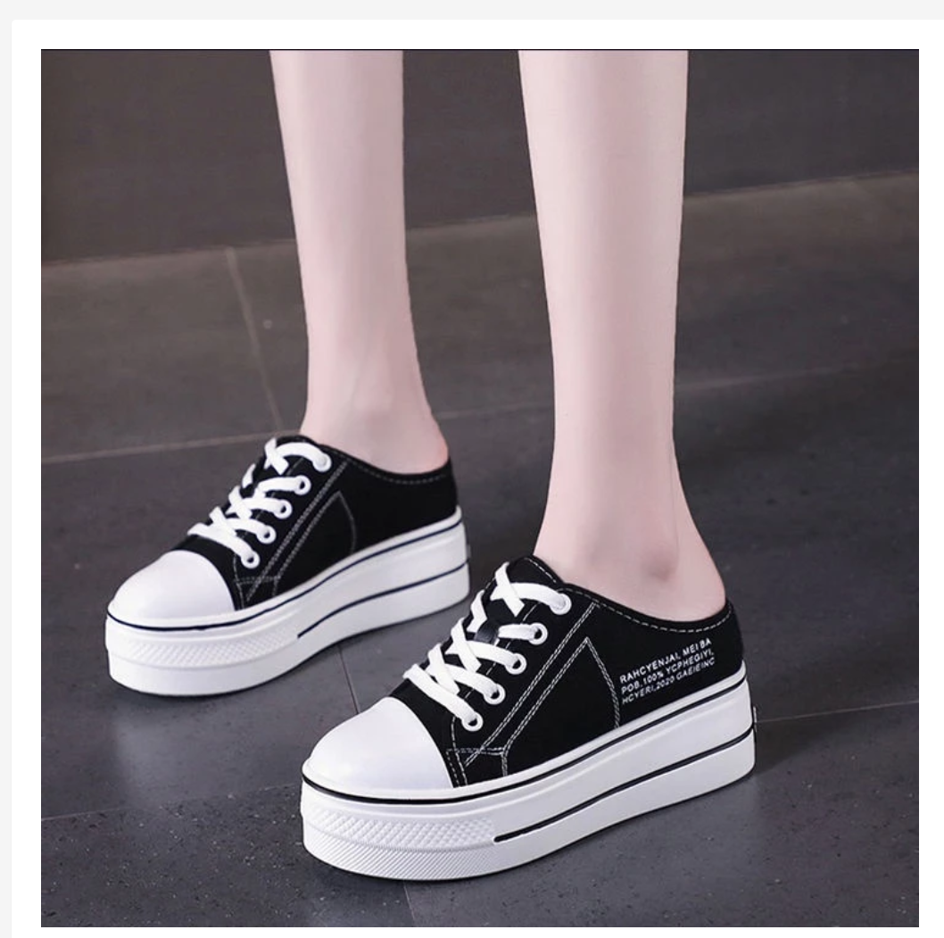 Platform Mule Sneakers  Korean Style