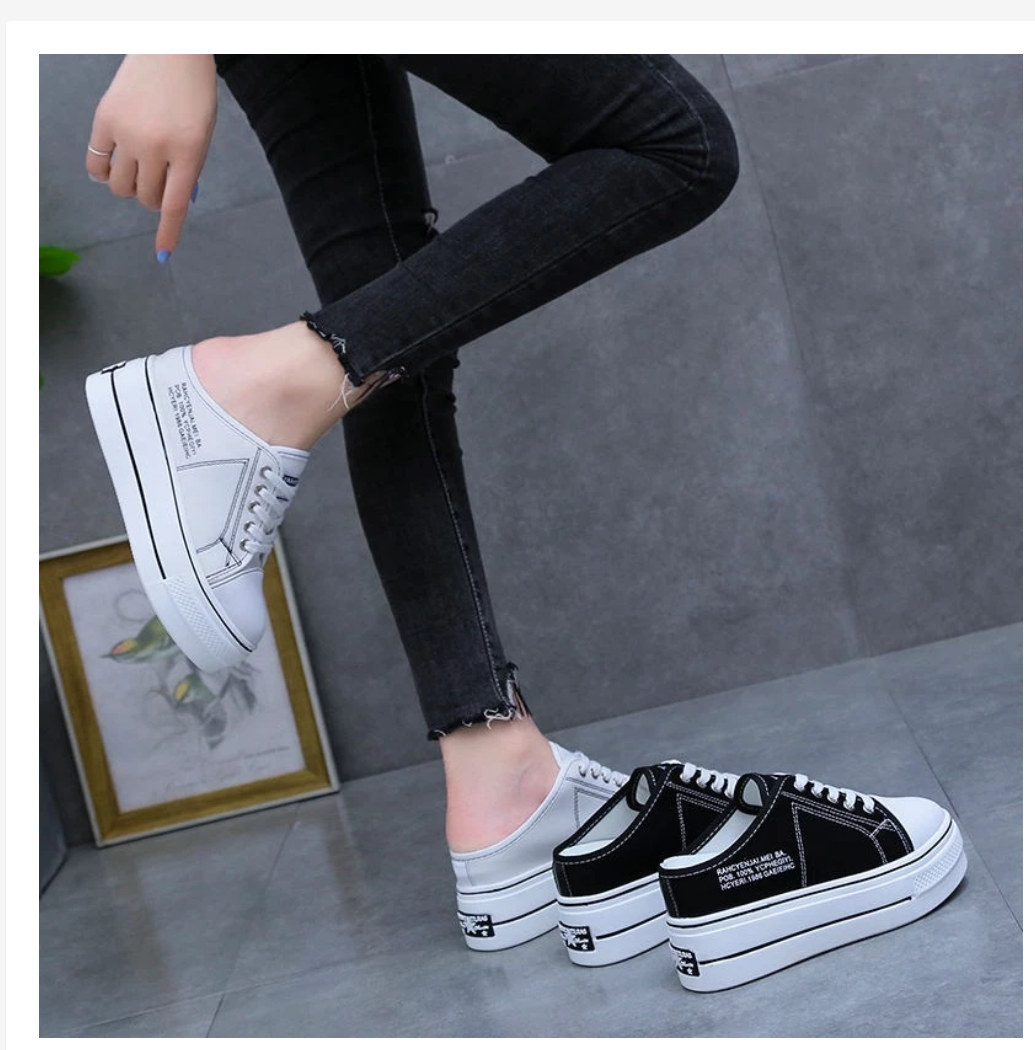 Platform Mule Sneakers  Korean Style