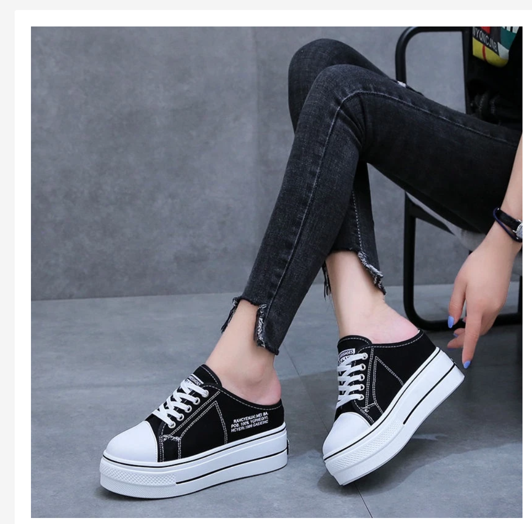 Platform Mule Sneakers  Korean Style