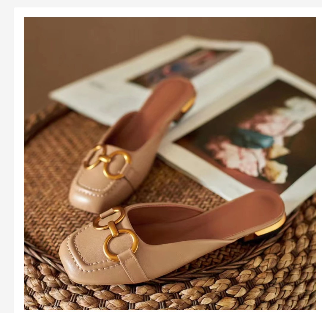 Women’s Korean Style Buckle Slides  Elegant Minimal Comfort