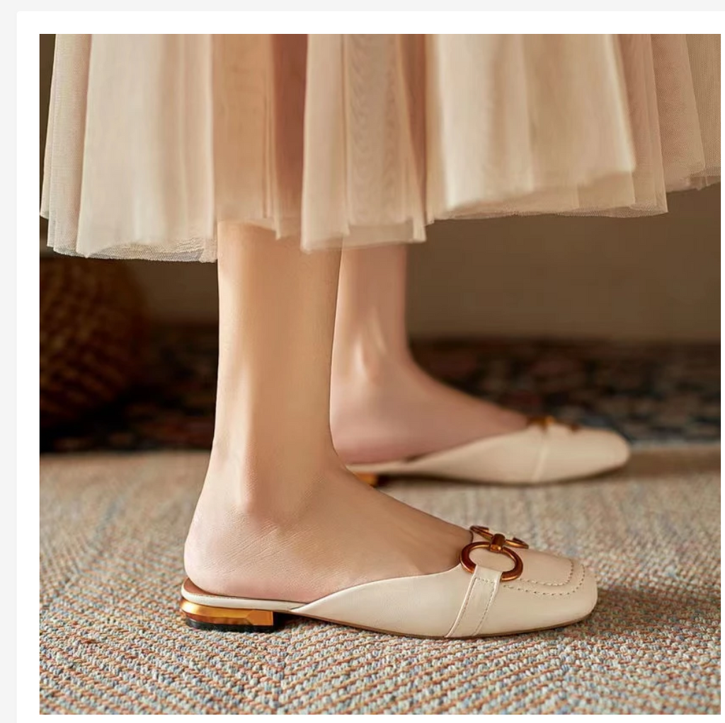 Women’s Korean Style Buckle Slides  Elegant Minimal Comfort