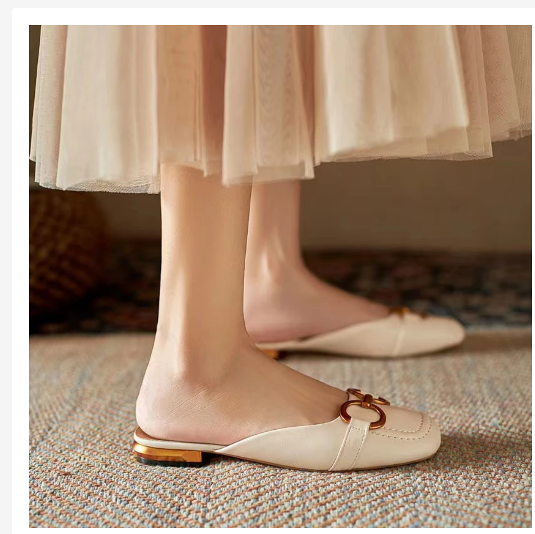Women’s Korean Style Buckle Slides  Elegant Minimal Comfort