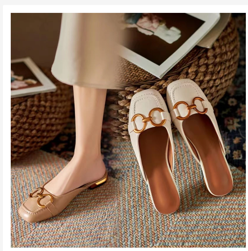 Women’s Korean Style Buckle Slides  Elegant Minimal Comfort