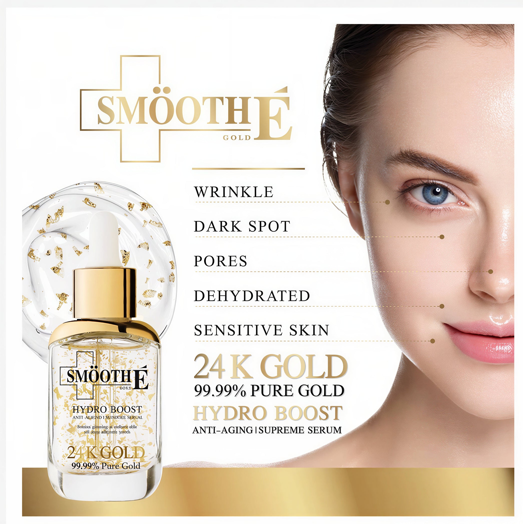 Smooth E 24K Gold Serum Hydro Boost Mini Hydrating Glow Skin