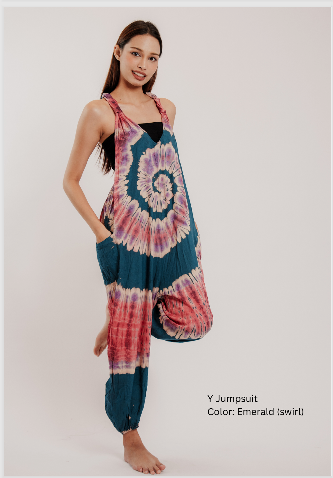 Y Boho Thai Jumpsuit Tie Dye Open Back Summer Jumpsuit